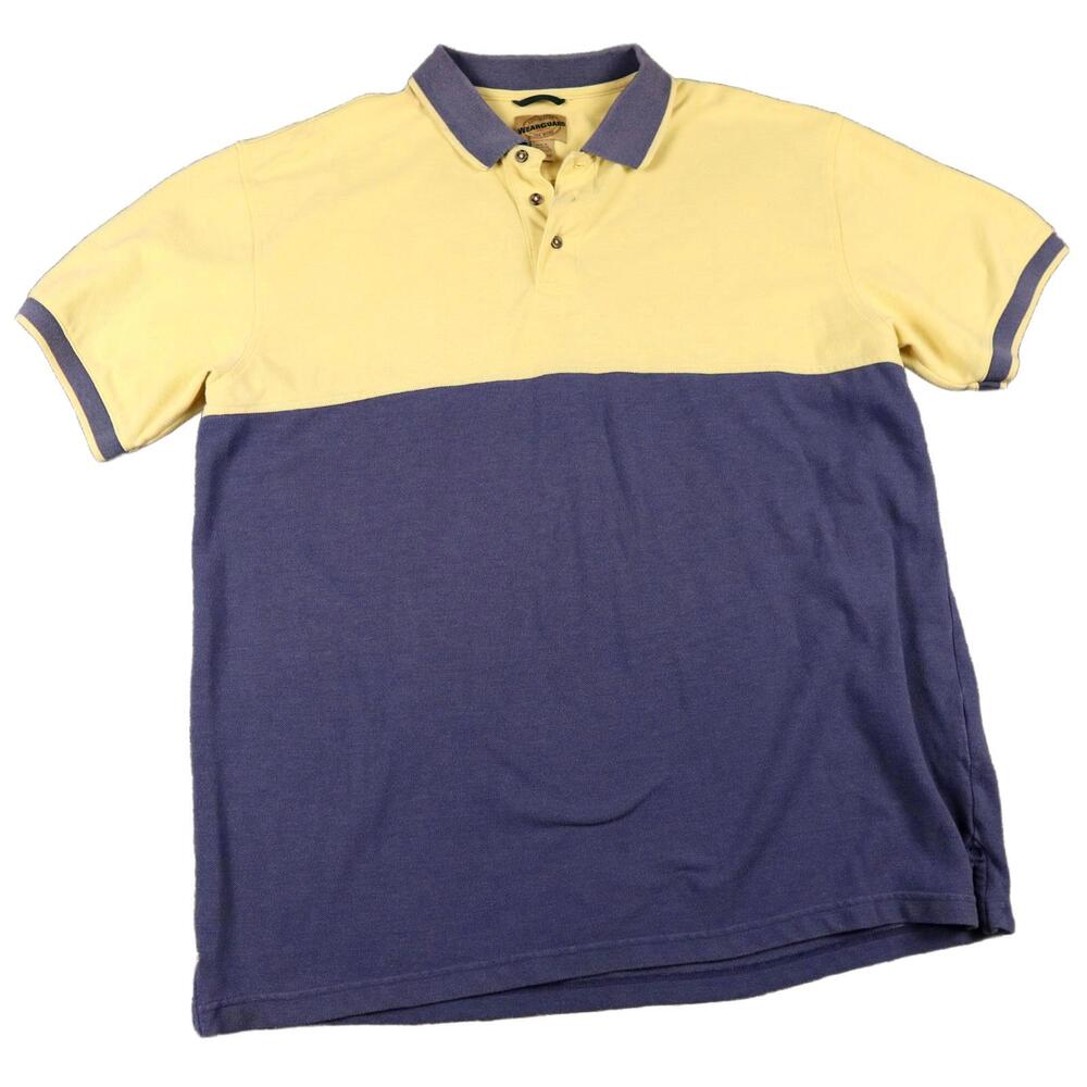 WearGuard Vintage Men's Woven Polo Yellow and Blue‎
